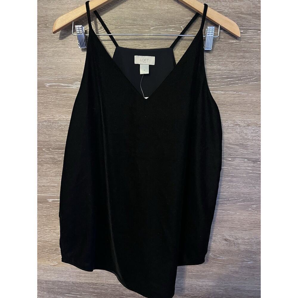 Loft Tank Top Black Velvet Halter Sz M Women Cami NEW Holidays
